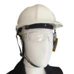 casque de chantier blanc avec jugulaire